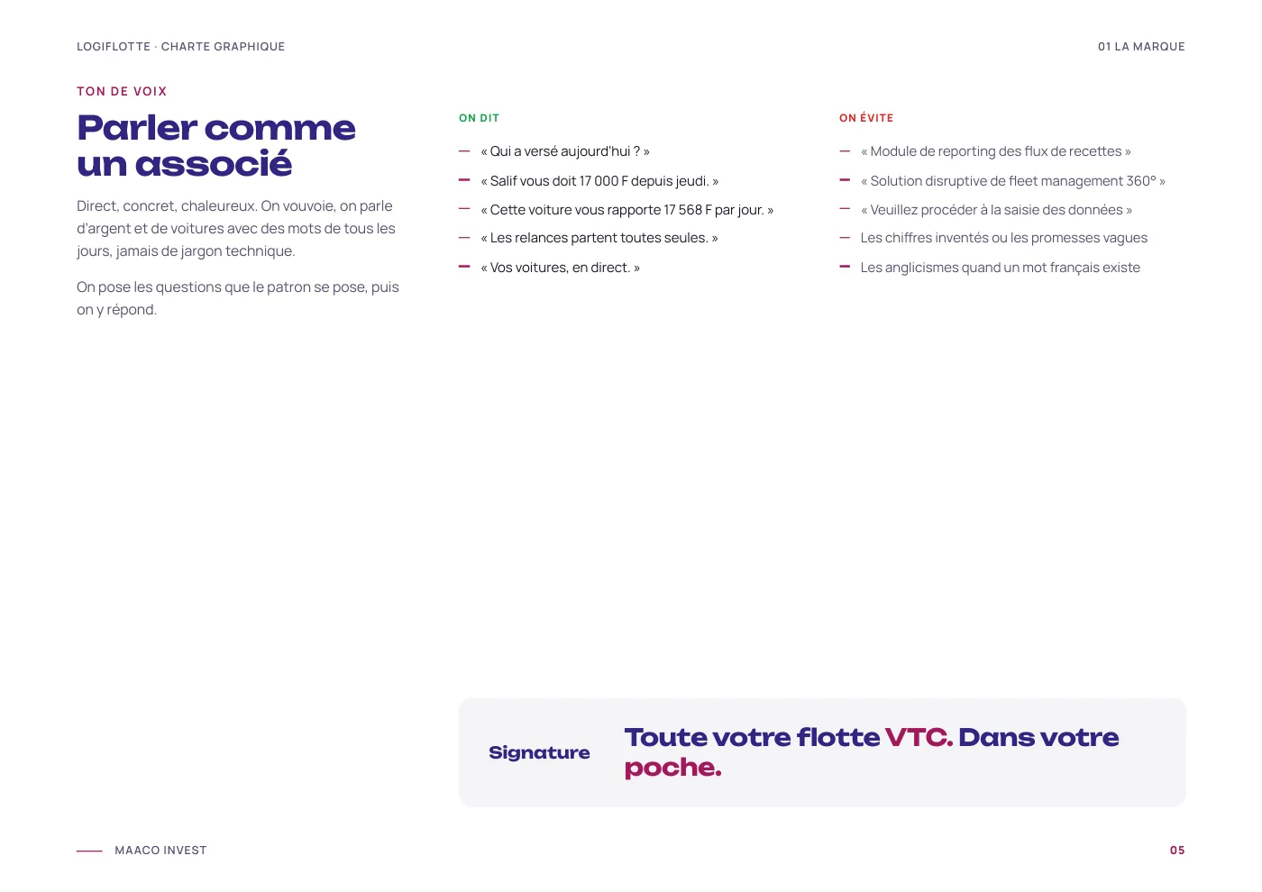 Charte graphique Logiflotte, page 6