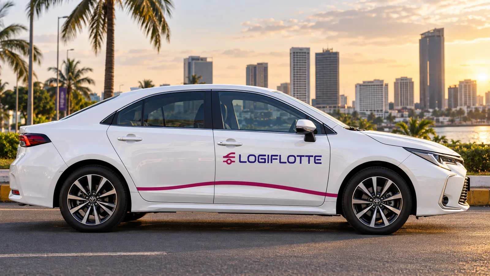 Berline VTC floquée aux couleurs Logiflotte