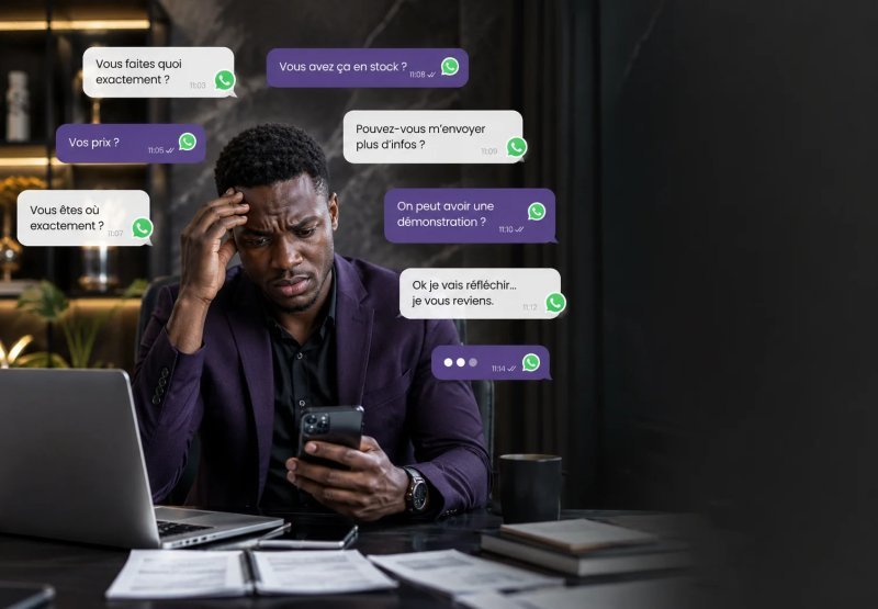Prospect hésitant face à des échanges dispersés sans site vitrine