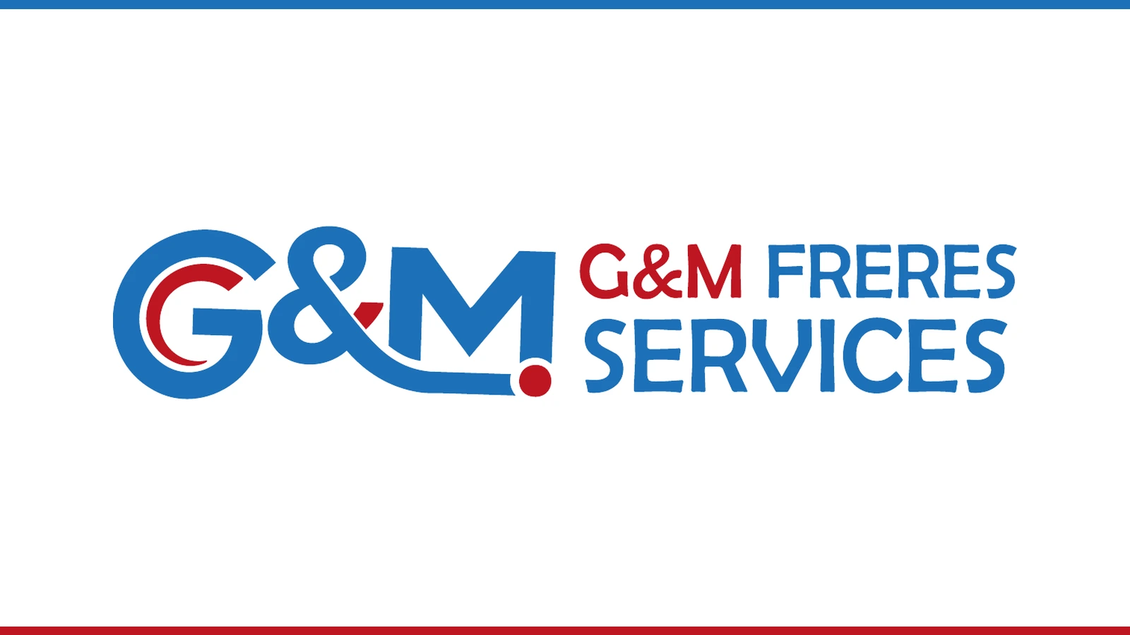 Logo complet G&M Frères Services, bleu et rouge